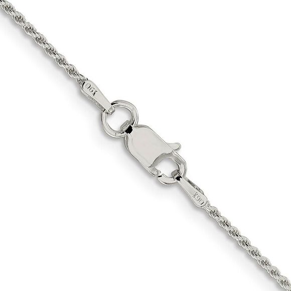 1.1mm Sterling Silver Solid Diamond Cut Rope Chain Necklace, 18 Inch - Picture 3 of 8
